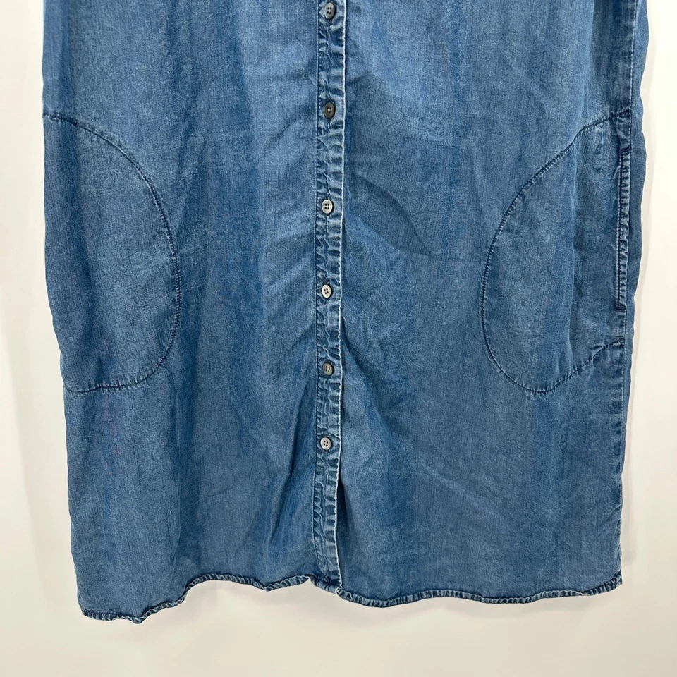 Vestido vaquero J.Jill para mujer talla L azul botón delantero manga corta Tencel Lyocell Foto 3 de 4