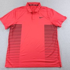 Nike Polo Shirt Mens XL Red Black Stripes Momentum Performance DriFit Golf