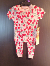 Wonder Nation BABY Girls Pajama Set Strawberry Print SIZE 12 MONTHS