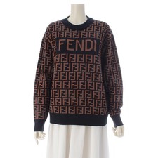 FENDI wool Zucca logo knit sweater Brown black