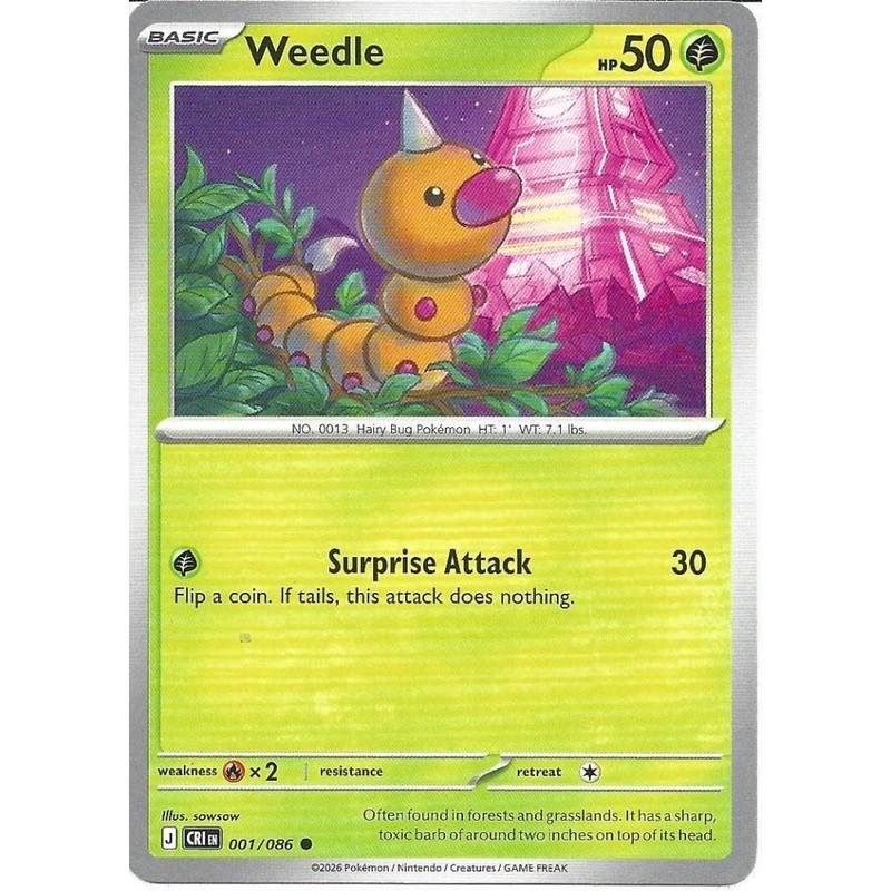 001/086 Weedle : Common Card : Chaos Rising : Pokemon Trading Card Game
