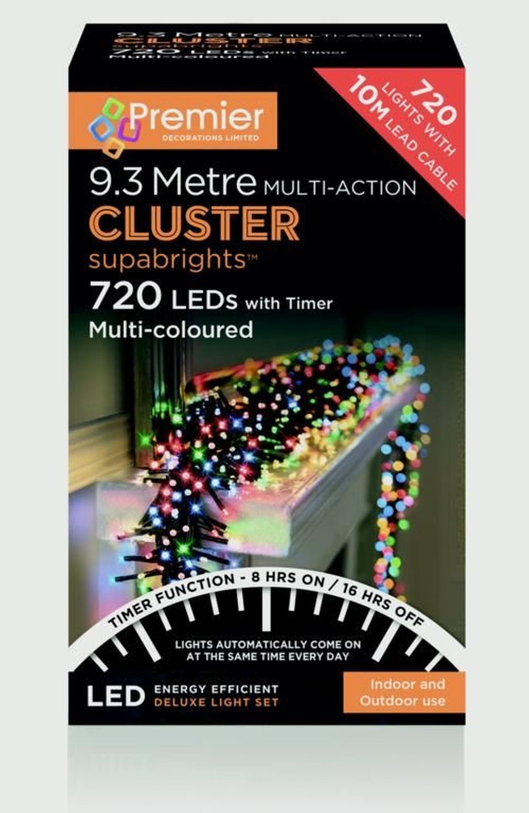 Premier 720 LED Cluster Multi-Action Christmas Tree Lights with Timer - MULTI - Image 5