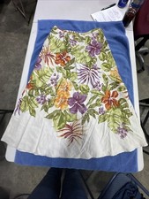 Talbots Silk Linen Floral Tropical Midi Skirt ALine Lined Tropical Multi Sz 6P