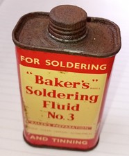 Vintage Baker's Soldering Fluid No.3 125 ml Can (Empty) - Great Collector Item.
