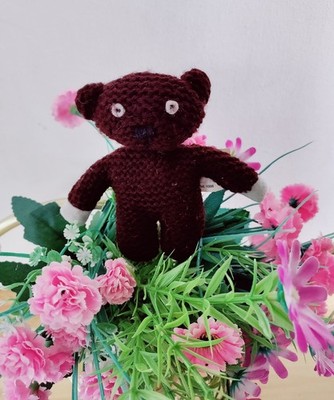 MR BEANS WINZIGER GESTRICKTER BRAUNER TEDDYBÄR TIGER FERNSEHEN LTD 4,5'' GROSS