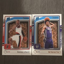 2024-25 Donruss Rated Rookie Damian Lillard Oversized Card and De’Aaron Fox. rookie card picture