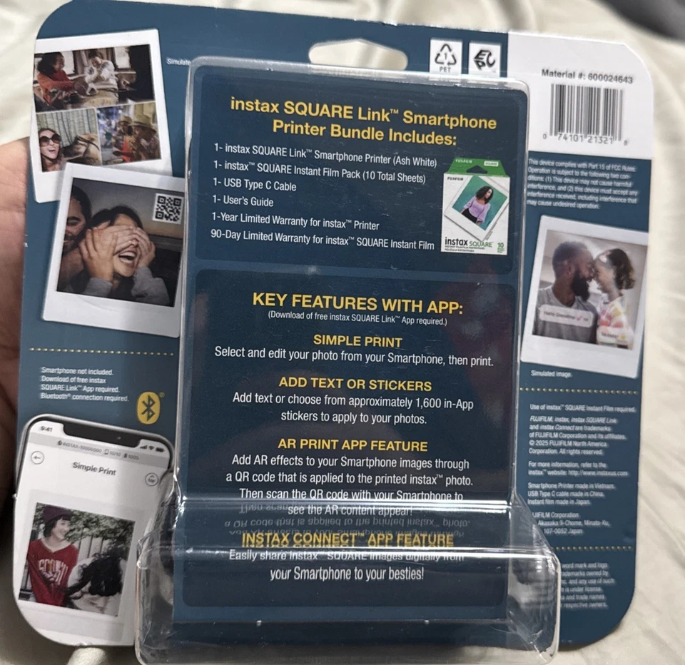NEW Instax Fujifilm Square Link Smartphone Printer Bundle 600024643 - Image 2 of 3