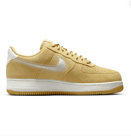 Size 9 - Nike Air Force 1 '07 LV8 Embroidered Swoosh - Buff Gold