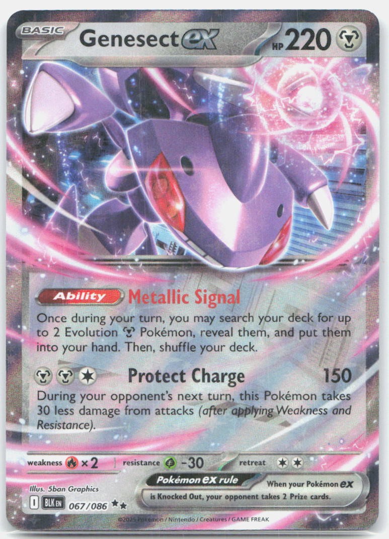 Genesect ex 067/086 Holo Double Rare Black Bolt Pokemon Near Mint