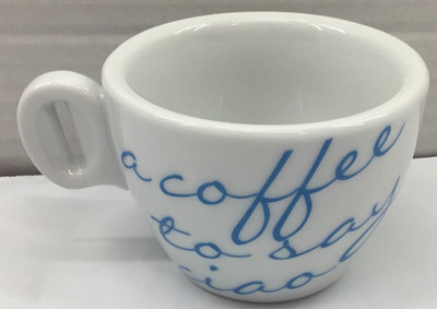 Blue Bristot Caffe Espresso Club House Porcelain Cappuccino Cup COFFEE SAY CIAO