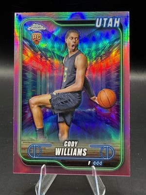 Cody Williams 2024-25 Topps Chrome Pink Basketball Refractor #160 Utah Jazz