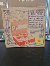 Vintage Record Player Vanity Fair Candy Stripes Phonograph Model 99 Box