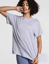 Victoria’s Secret PINK Size XS S Gray Rhinestone Bling Campus Oversized Tee