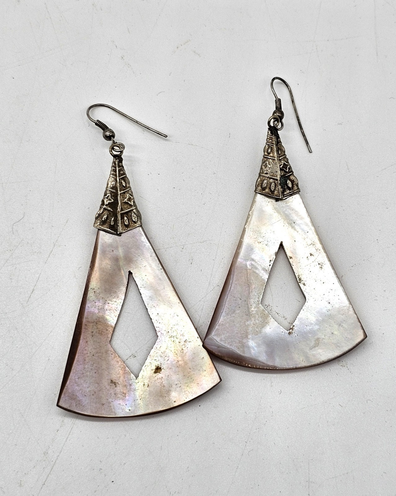Vintage Abalone Shell Triangular Large Statement … - image 3