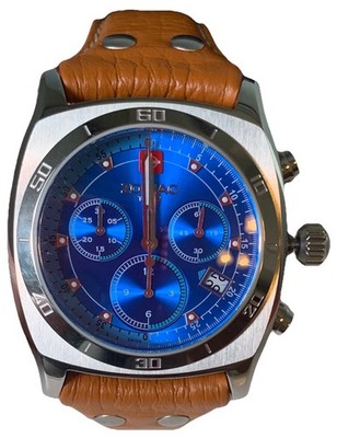Zodiac Chronograph Watch Quartz Men's Blue Dial Round New in box w/manual 