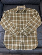 VTG Pendleton Shirt Mens XL Tan Plaid Pure Wool Button Up USA Made READ
