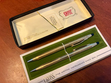 Cross Vintage 12K Gold Filled Pen  Mechanical Pencil Set w/ Box Guarantee