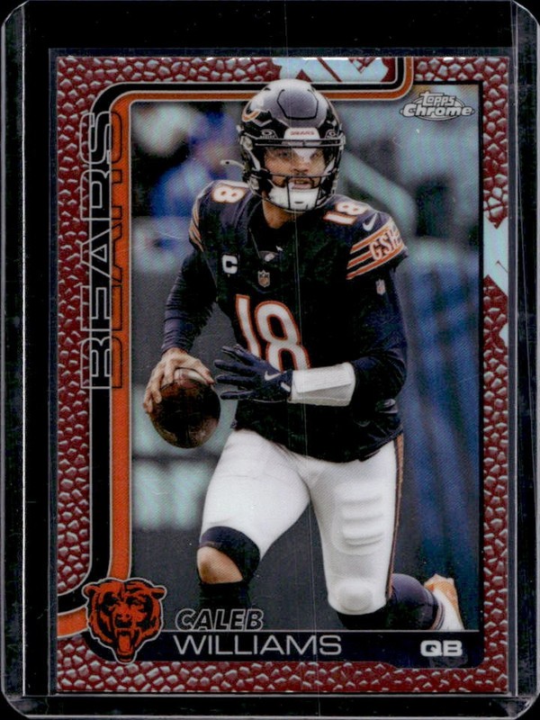 2025 Topps Chrome Caleb Williams Football Leather Refractor #52 Bears