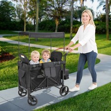 2 Seat Wagon Stroller, Baby Wagon Stroller for 2 Kids, Wagon Stroller W/Canopy