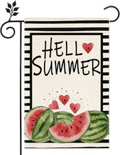 Hello Summer Watermelon Ice Cream Summer Garden Flag 12X18 Inch Double Sided Bur