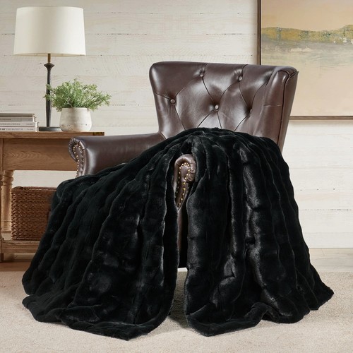 Brick Faux Fur Throw Blanket Luxurious Soft Reversible Micromink Blanket Gift - Picture 67 of 89