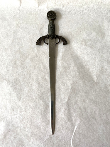 Vtg Toledo Sword Dagger Blade Letter Opener! SPAIN! HORSE CROWN WARRIORS IMAGE