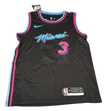 Nike Miami Heat Dwyane Wade Vice Nights City Edition Jersey Black Mens 48 L NWT