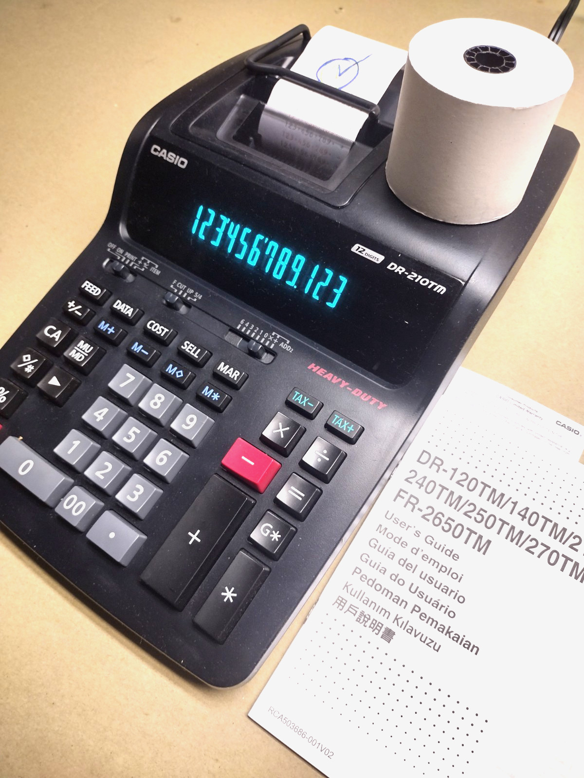 NEW OPEN BOX+100% TESTED casio DR-210TM 2650TM+PAPER ROLL printing calculator OB