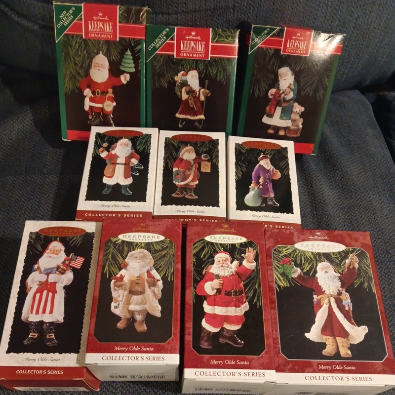 VTG Hallmark Ornaments Merry Olde Santa Complete Series Set of  10 w/boxes