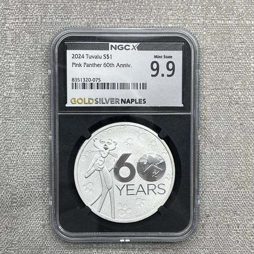 2024 Tuvalu Pink Panther 60th Anniversary $1 Silver Coin MS 9.9 NGC