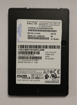 IBM 01LU763 NVME 800GB U.2 7mm Samsung PM985 Power Systems MZ-QLB8000 SSD