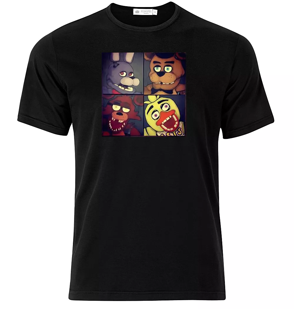 Five Nights At Freddy's Full Cast Boy's Heather Grey T-shirt-Medium 