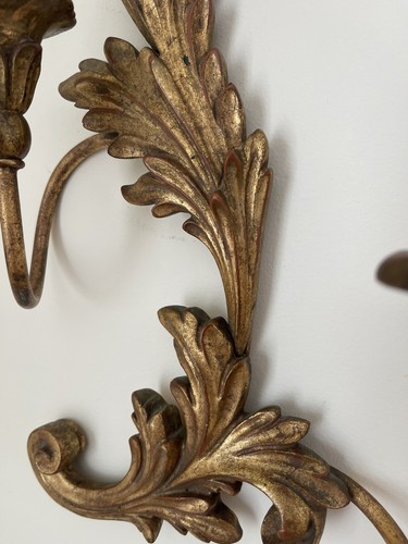 Bollo de pared vintage MCM dorado Palladio Italia estilo Hollywood Regencia 10x18" - Imagen 4 de 8
