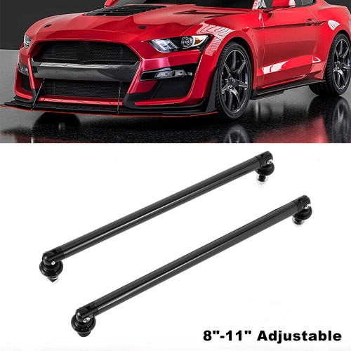 8-11" Black Adjustable Front Bumper Lip Splitter Strut Rod Support Bar For Honda