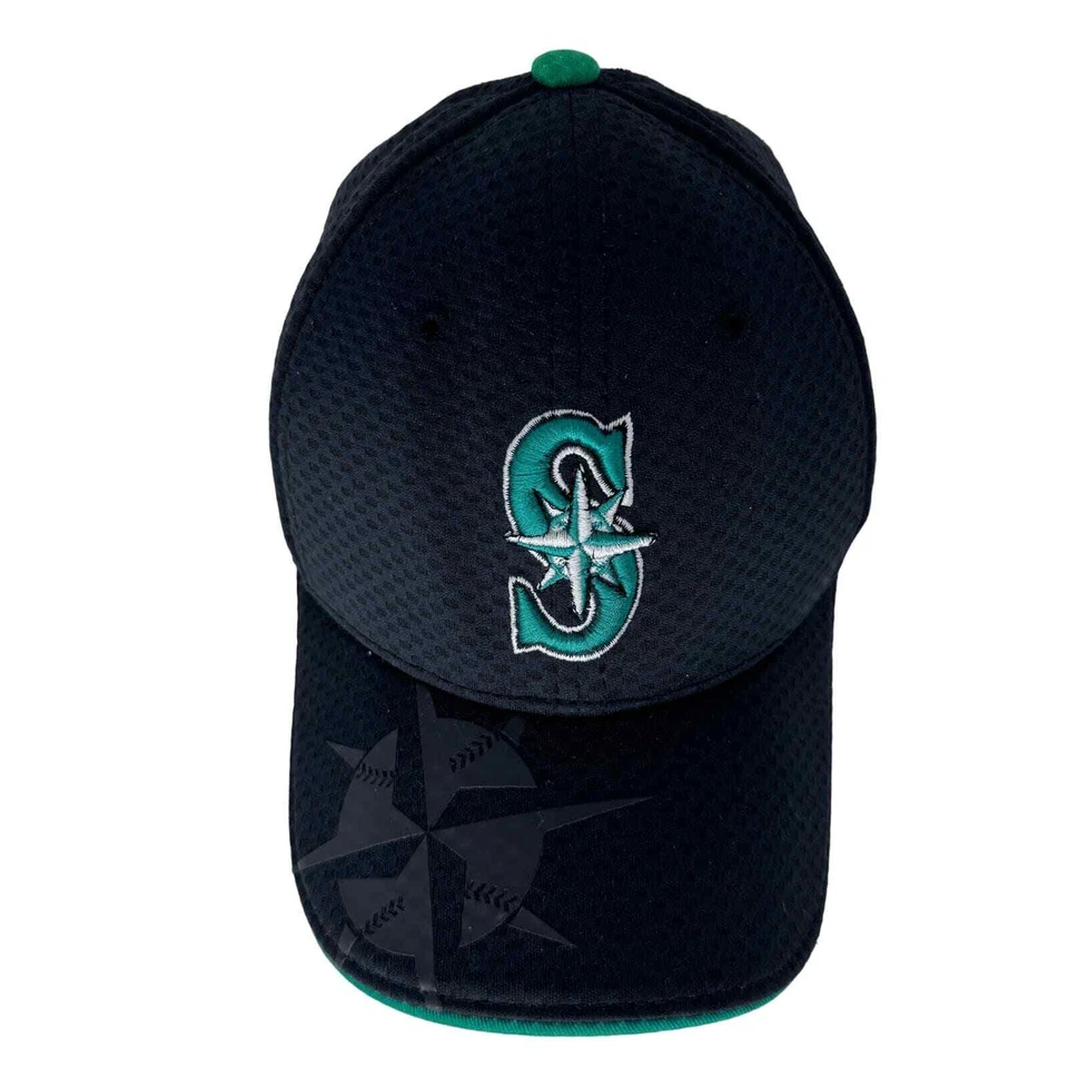 Gorra ajustada New Era MLB Seattle Mariners 39THIRTY logotipo bordado negra juvenil OS Foto 2 de 4
