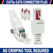 10 Pack Toolless RJ45 Ethernet Plug CAT5e CAT6 No Crimp Cable Connector