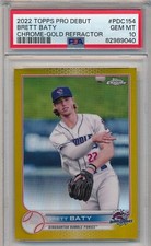 2022 TOPPS PRO DEBUT CHROME BRETT BATY GOLD REFRACTOR #PDC154 #15/50 PSA 10