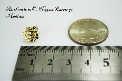 10K Soild Gelbgold Nugget Runde Diamant Schliff Ohrstecker für Männer Frau - Bild 6 von 11