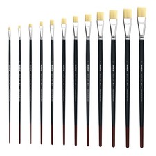 XDT 101 Flat Art Brush Set Soft Nylon X-Long Handle Acrylic Oil Watercolor
