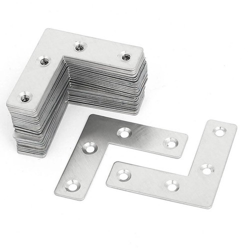 4/8 PCS STEEL FLAT RIGHT ANGLE BRACKET L Shape Corner Repair Brace Plate - Picture 3 of 20