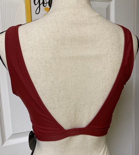 BLOOMING JELLY WOMENS SWIM TOP MEDIUM Burgundy Pull Over Padded - Picture 3 of 3