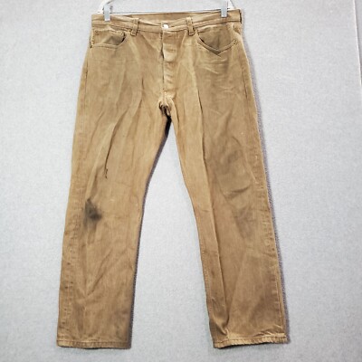 VINTAGE Levi's 501xx Men Jeans 36x30 Brown Straight Button Fly Y2K (36x27) READ