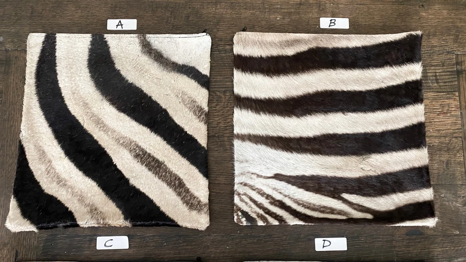 Funda de almohada de piel de cebra genuina de 16"x16" con respaldo de cuero | Almohada B#4 Foto 2 de 4