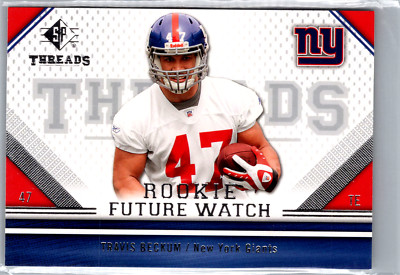 2009 SP Threads Rookie Future Watch Travis Beckum Card #196 New York Giants
