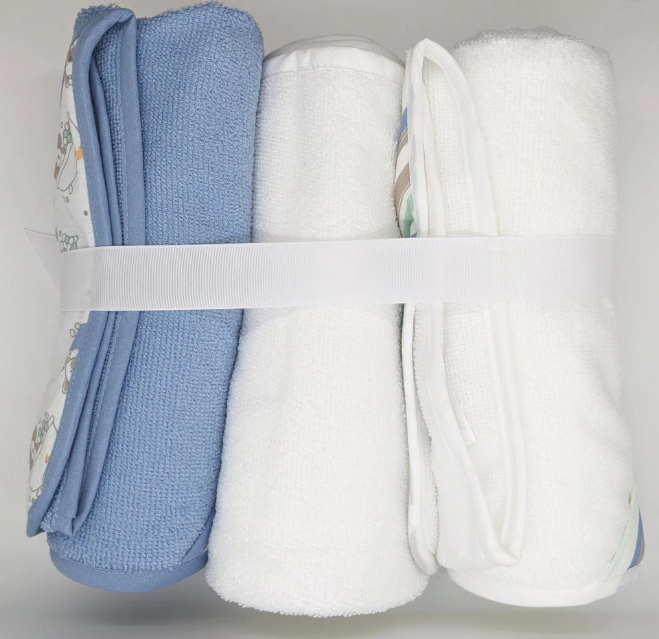 Presente para chá de bebê 6 peças toalhas com capuz bebê menino azul filhote fofo bom - Imagem 2 de 4
