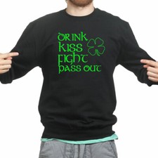 Drink Fighting Irish St Patrick Leprechaun Shamrock Sweatshirt Hoodie Shirt