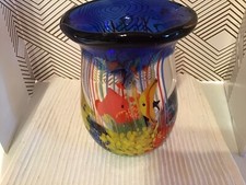 Blown Glass Colorful Fish Aquarium Vase, Heavy Thick Glass
