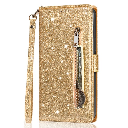 For Xiaomi Redmi Note 11s 10s 9s 8 Pro Glitter Wallet Case Card Zip Flip Cover - Picture 14 of 18