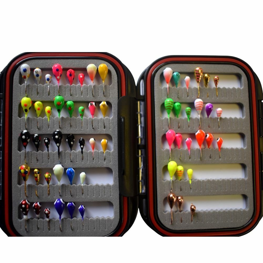 Ice Fishing Jig Kit (60 Tungsten Jigs) with Waterproof Jig Box, Panfish Ice Jigs - Image 4