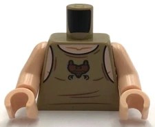 Lego New Dark Tan Torso Tank Top w/ Reddish Brown Durmstrang Logo Part